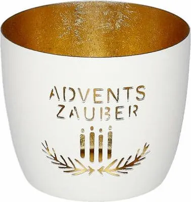 Obrázok produktu pre Darčeková spoločnosť Lucerna Madras M, adventné kúzlo, držiak na čajovú sviečku, svietnik, železo, biela / zlatá, V 8,5 cm, 1211604001