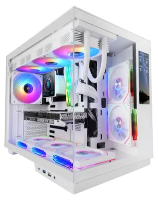 Produktbild von Mars Gaming MCMIRAGEW, Midi Tower, PC, Weiß, ATX, micro ATX, Mini-ITX, Gehärtetes Glas, Gaming