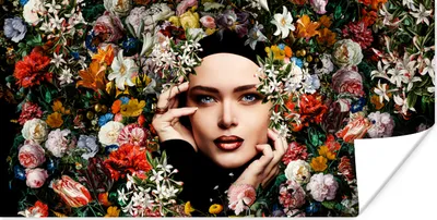 Produktbild von MuchoWow® Poster Blume - Frauen - Porträt - Botanisch 150x75 cm - ohne Rahmen