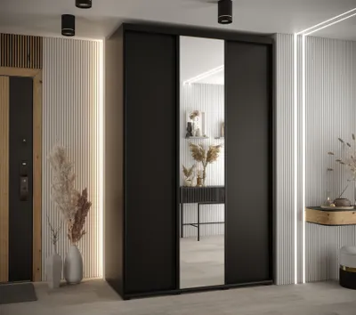 Produktbild von Kleiderschrank YVONA 3 - 160/60 cm, schwarz/schwarz