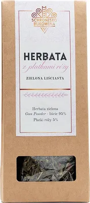 Zdjęcie produktu dla Herbata zielona z płatkami róży 80g - Schronisko Bukowina
