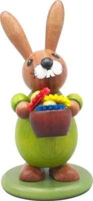 Produktbild von Osterdekoration Osterhase mit Blumen bunt Höhe 9cm NEU