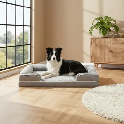 Produktbild von belviona Memoryfoam Hundebett orthopädisch, gelenkschonend & wasserabweisend mit abnehmbaren Bezug, 106x80x17 cm