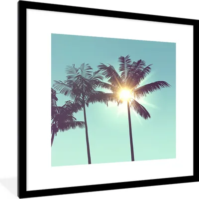 Produktbild von MuchoWow® Gerahmtes Poster Palmen - Sommer - Sonne 40x40 cm - Poster mit Schwarzem Bilderrahmen Wandposter Rahmen Foto Bilder - Poster - Plakat im Rahmen
