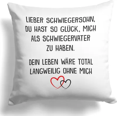Produktbild von 22Feels Schwiegersohn Geschenk von Schwiegerpapa Bräutigam Hochzeit Deko Kissen Männer Dekoration Weihnachten Geburtstag Wohnaccessoire Wohnzimmer Schlafzimmer Couch