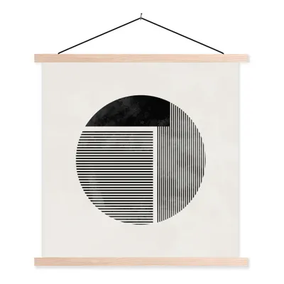 Produktbild von MuchoWow® Textilposter Minimalismus - Kreis - Design 40x40 cm mit holzfarbenen Rahmen - Posterleiste