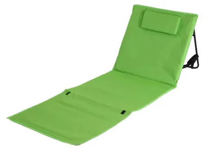 Produktbild von Klappbare Strandmatte mit Rückenlehne und Kopfpolster - robuste Strandliege faltbar Sonnenliege in vers. Farben Strand Liege mit Tragetasche, Farbe:grün