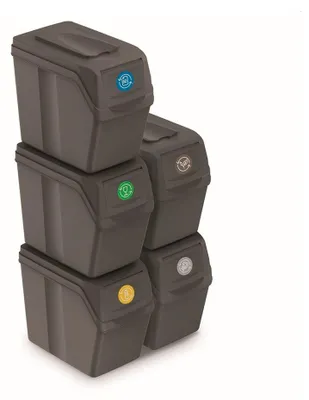 Immagine prodotto di Set di 5 contenitori per rifiuti SORTIBOX I pietra grigia, volume 5x20L