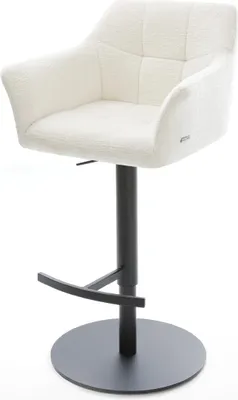 Produktbild von DELIFE Barstuhl Yulo-Flex Bouclé Soft Beige Drehfuß höhenverstellbar Metall Schwarz