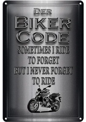 Produktbild von Blechschild Motorrad 20x30cm Biker Code never forget ride
