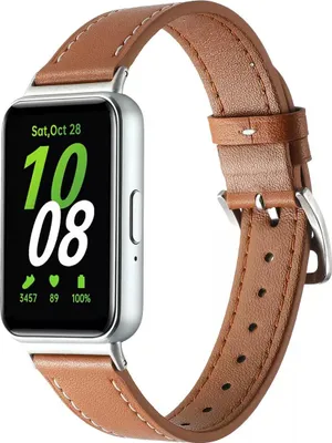 Produktbild von Strap-it Lederarmband mit Schnallenverschluss - passend für das Samsung Galaxy Fit 3 (braun)