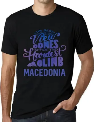 Produktbild von Herren Grafik T-Shirt Die beste Aussicht kommt nach der schwersten Bergbesteigung Mazedoniens – The Best View Comes After Hardest Mountain Climb