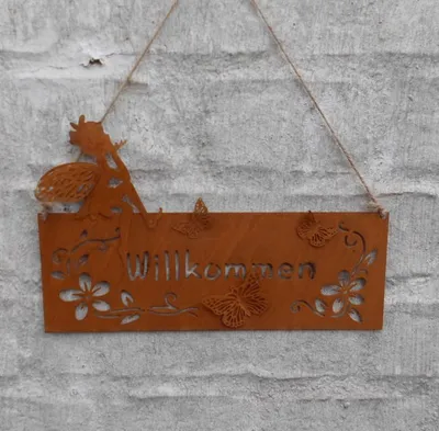 Produktbild von Eisenschilder Hängeschilder 2er-Set  Willkommen mit Feen je 25 x 15 cm Echtrost