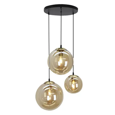 Produktbild von Olucia - DOLF - Pendelleuchte - Bernstein/Schwarz - 3 Lampen