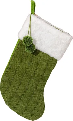 Produktbild von Weihnachtsstrümpfe, 43 cm groß, gestrickt, mit weißem Kunstfellbündchen, ideal zum Aufhängen am Kamin und als Dekoration für Weihnachtsfeiern.