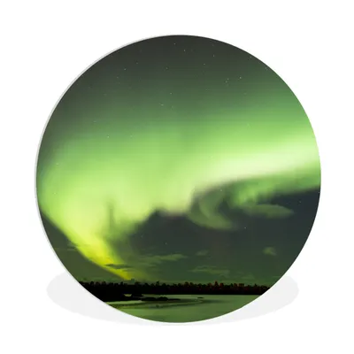 Produktbild von MuchoWow® Rundes Wandbild - Runde Bilder Nordlichter - Grün - Norwegen Ø 90 cm Kreis Wanddekoration Kunststoff - Wandkreis - Wandschmuck - Wand-Kreis - Wohnzimmer - Bild - Runde - Wanddeko - Dibond - Kunstdrucke