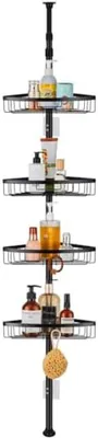 Produktbild von PromoHome® Verstellbares Duschregal Eckregal – Teleskop-Badregal, Schwarz, 73x44x17 cm