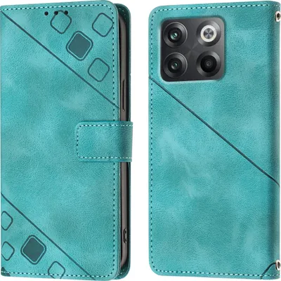 Produktbild von Hülle für OnePlus 10T 5G Prägung Flip Leder Brieftasche Schutzhülle mit Ständer Grün