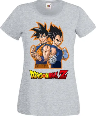 Produktbild von Damen T-Shirt Anime Manga Dragon Anime Manga Ball Z 01 Goku Vegeta, Lady XS / Grau