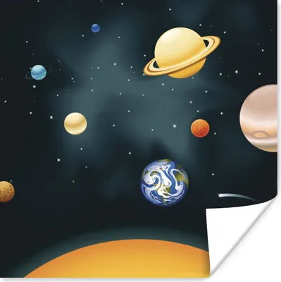 Produktbild von MuchoWow® Poster Eine Illustration des Sonnensystems mit unserem Planeten 75x75 cm - Wand Dekoration