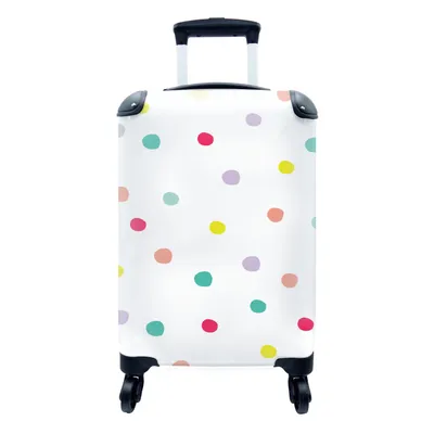 Produktbild von MuchoWow® Koffer Handgepäck Trolley Rollkoffer Kleine Reisekoffer mit 4 Rollen - Farbige Punkte - Illustration - Hintergrund - Kinder - Cabin Size < 55x40x23 cm & 55x40x20 cm - Kinderkoffer - Kabinenkoffer - Boardgepäck - Reise-Box - Reisekoffer - Reisegepäck - Koffer mit Bild - Trolley für Kinder