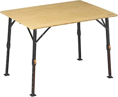 Produktbild von Campingtisch 100 x 72 x 70 cm - Klappbarer Gartentisch - Klapptisch - 3-Fach Höhenverstellbar - Griff inklusive - Inkl. Tragetasche - Bambus
