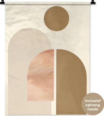 Produktbild von MuchoWow® Wandteppich Wandbehang Rund - Abstrakt - Braun 60x80 cm Tapisserie Dekoration Wandtuch - Decke - Wandtücher - Wohne