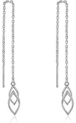 Produktbild von Einfädler Ohrringe 925 Sterling Silber Quaste Kette Tropfen lang für Damen