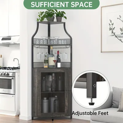 Immagine prodotto di Angolo bar - Mobiletto per vini - Mobiletto per bevande - Arredamento per bar - Portabottiglie - Design a forma di L, autoportante