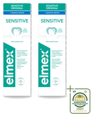 Immagine prodotto di 2 confezioni di dentifricio Elmex Gentle White - Tripla protezione - 75 ml - Confezione risparmio - 2 pezzi