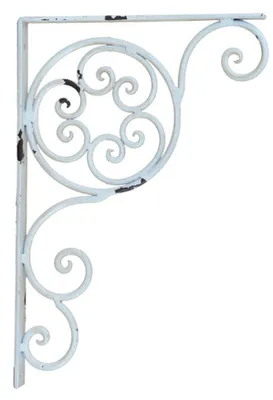 Produktbild von Gusseisen Wandregalhalter 20x30 cm – Vintage Regalwinkel Antik Weiß – Robuste Wandkonsole & Regalträger für DIY Wandregal – Landhaus & Shabby Chic Stil