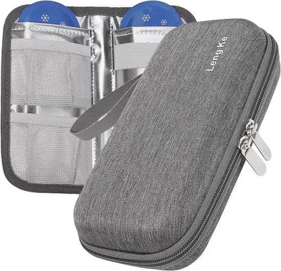 Produktbild von Famanu Kühltasche für Insulin mit 2 Kühlakkus - Tragbare Diabetes-Tasche für Zuhause und unterwegs