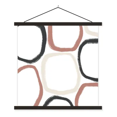 Produktbild von MuchoWow® Textilposter Minimalismus - Geometrische Formen - Pastell - Muster 40x40 cm mit schwarzem Rahmen - Fotos