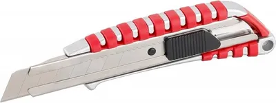 Produktbild von Brechmesser ALU, 18 mm, silber-rot, Druckknopf ar.