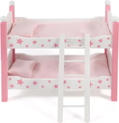 Immagine prodotto di CHIC 2000 Letto a castello per bambole Stars Pink - in legno, con due letti, scaletta e accessori, dai 3 anni in su
