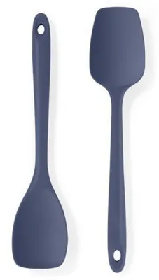 Productafbeelding van Siliconen lepels, 2 stuks, hittebestendig tot 315°C, donkerblauw | Flexibele spatel, naadloos, 28 cm en 29 cm