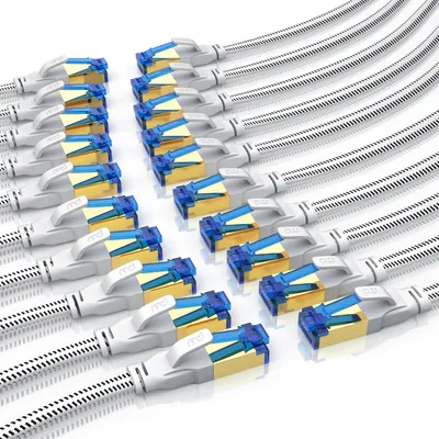 Immagine prodotto di Cavo LAN Primewire 20x, CAT.8, RJ-45 (Ethernet) (100 cm), cavo patch piatto CAT 8, guaina di cotone, cavo di rete a nastro piatto - 1 m