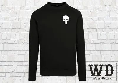 Produktbild von Wessdruck Punisher Pullover Schwarz Weiß L