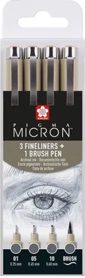 Produktbild von Sakura Pigma Micron, Grau, Fein, Kunststoff, Rund, Tinte auf Wasserbasis, 0,6 mm