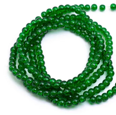 Produktbild von Vintageparts Crackle Glasperlen rund smaragdgrün 4 mm, 200 Stück