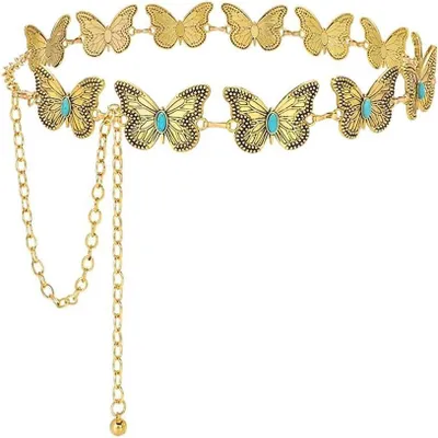Produktbild von XFSRG Taillenkettengürtel Damen Schmetterling Hüftkette für Kleider Metall Kette