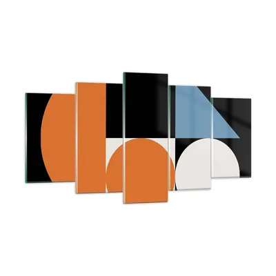 Produktbild von Bilder auf glas - 5 Teile - Stück Geometrisch Räder - 160x85cm - Glasbilder - Wandbilder - Bilder - zum Aufhängen bereit - Wanddekoration aus Glas - Glas Bilder - Wandbild auf Glas - GEA160x85-4879