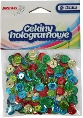 Zdjęcie produktu dla Cekiny hologramowe 8mm 10g mix - Brewis