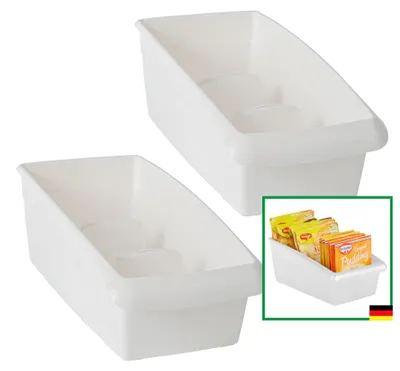Produktbild von Novaliv Suppentütenbox groß 2er Set Schubladen Organizer Küche - 25 x 16 cm WEISS Gewürzaufbewahrung Box - Ordnungssystem für Schubladen - Aufbewahrung & Organisation für Dressing & Backzutaten