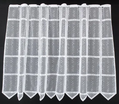 Produktbild von Gardinen Kranzusch Scheibengardine Jaquard in Karooptik 90x139,5 cm H/B weiß Bistrogardine Vorhang Küche 1er Pack