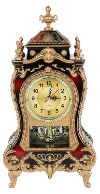Immagine prodotto di Orologio da tavolo in plastica in stile vintage, per la casa in stile antico, per l'hotel, sveglia da scrivania decorativa (marrone-rosso)