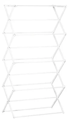 Zdjęcie produktu dla Składany suszarkę do bielizny – 8 poziomów | Kolor: biały | Wymiary: 35x74x144 cm
