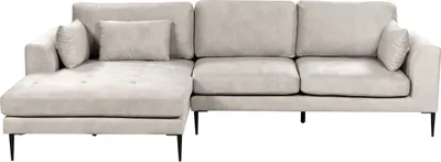 Produktbild von BELIANI Ecksofa Hellgrau Samtstoff L-förmig 3-Sitzer Sofa Rechtsseitig mit Losen Kissen Schwarzen Metallfüßen Wohnzimmermöbel Modern Wohnecke Sitzecke