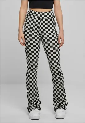 Obrázek produktu pro Dámské leginy Urban Classics Ladies Checked Boot Cut Leggings black/lightasphalt - S