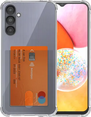 Image de Etui pour téléphone portable Smartphonica
  Convient pour Samsung Galaxy A14 avec fente pour carte silicone transparente - -
  Coque arrière TPU transparente antichoc avec fente pour carte de crédit